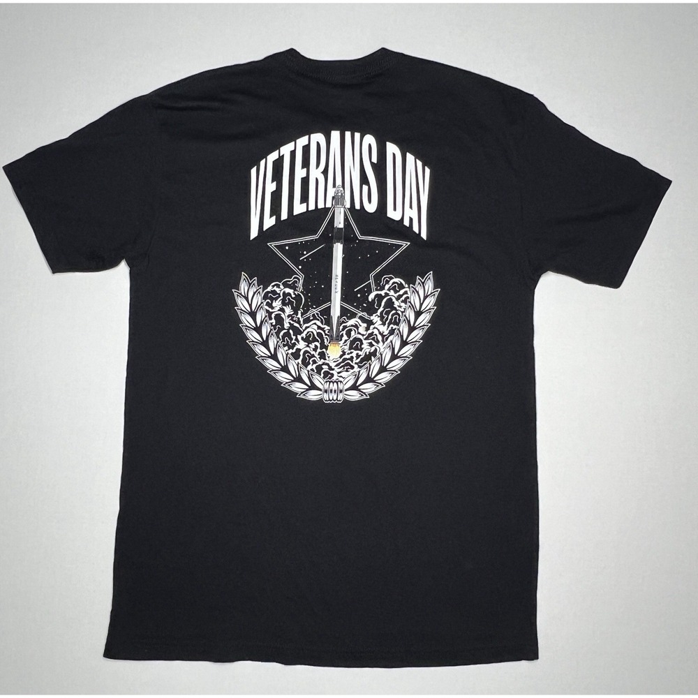 Space X Mens Short Sleeve Black‎ T-Shirt Tee MEDIUM ~Veterans Day -USA